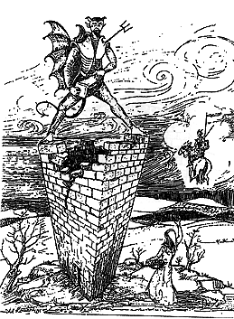 Le diable sur la tour de Brison (Dessin de Michel Rouvire)